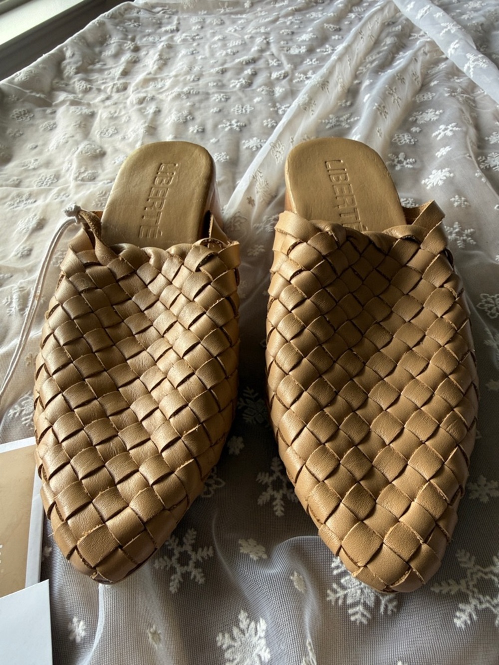 LIBERTÉ Woven Leather Mule in Tan